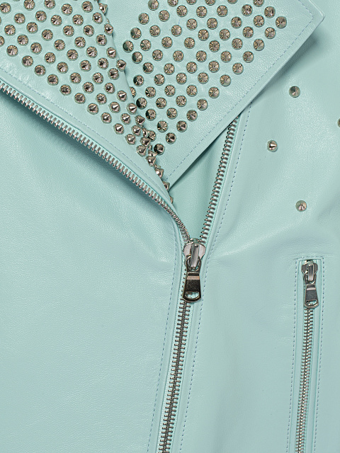 Light Blue Oversized Studded Leather Vest, 4