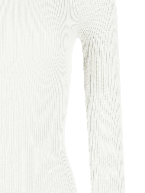 White Ribbed Jersey L/S Round Neck Bodysuit, 3