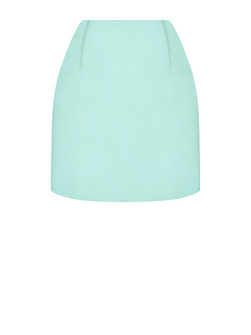 Turquoise Satin Mini Skirt, 1