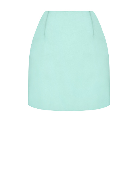 Turquoise Satin Mini Skirt, 1