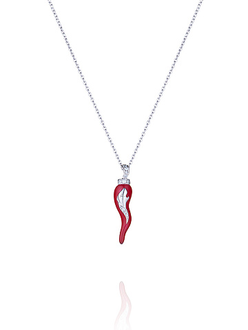 White Gold, Diamonds & Coral Pepper Pendant, 1