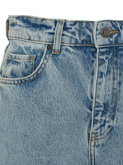 Flared light blue cotton jeans with embroidery, 3