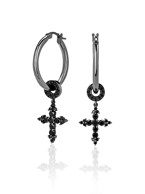 Black Gold & Diamond Hoop Earrings, 1