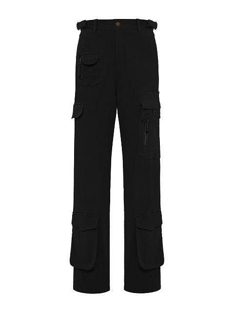 Black Cotton Cargo Pants, 1