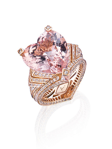 Rose Gold Morganite Diamond Ring, 1