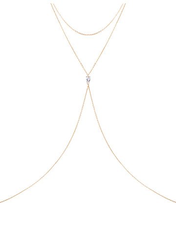 Yellow gold neck chain with topaz and sapphire, 1