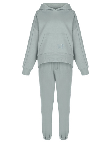 Grey Jersey Set With Blue Embroidery, 1