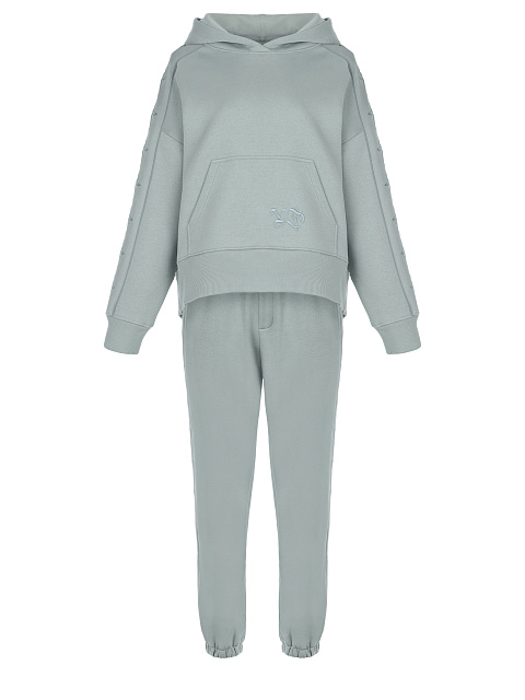 Grey Jersey Set With Blue Embroidery, 1 Grey Jersey Set With Blue Embroidery, 1