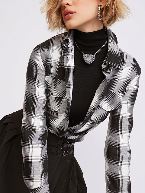 B/W Wool & Rayon Checked Shirt, 4 B/W Wool & Rayon Checked Shirt, 4