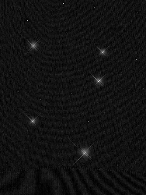 Black Rhinestone Cashmere Pullover, 3