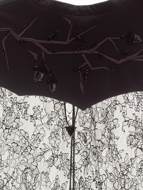 Grey-brown lace midi dress with leather, 5 Grey-brown lace midi dress with leather, 5