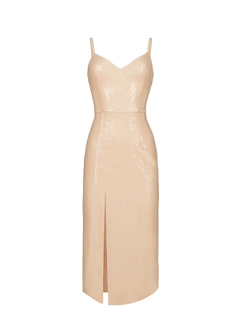 Beige Sequined Midi Dress, 1 Beige Sequined Midi Dress, 1