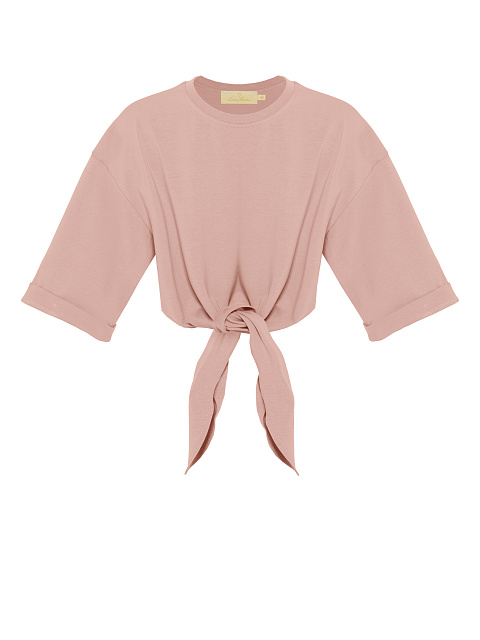 Pink cropped knotted T‑shirt, 1