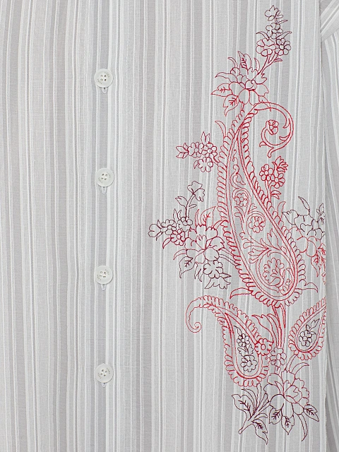 Grey Striped Shirt With Paisley Embroidery, 3