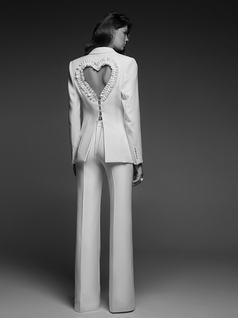 White Cut-out Cotton Pant Suit, 14