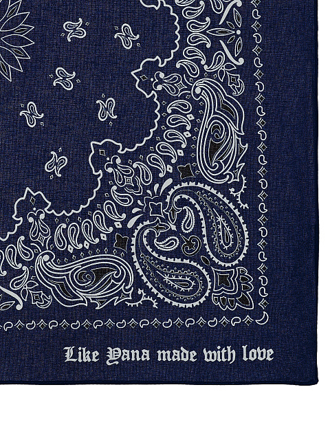 Navy Blue Cotton Paisley Printed Bandana, 2