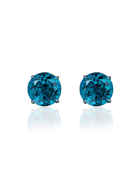 White gold stud earrings with round London Blue topazes, 1