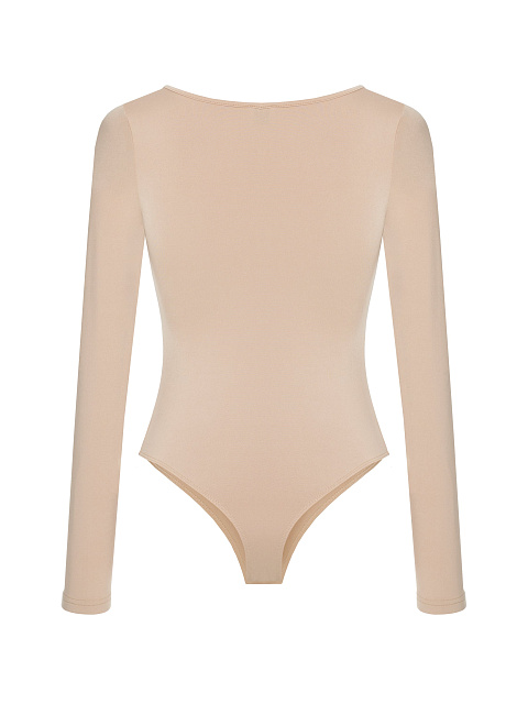 Beige Bodysuit With Low Neckline, 2