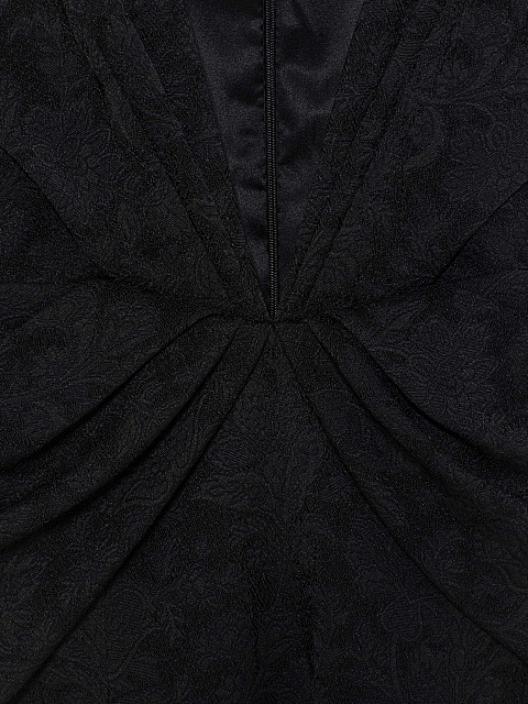 Black Jacquard Maxi Dress With Feathers, 9