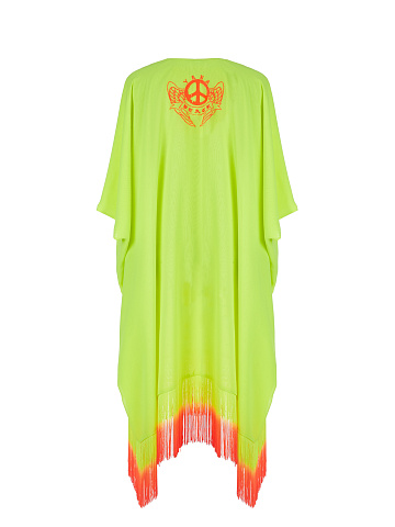 Neon Yellow & Orange Fringed Tunic Dress, 2