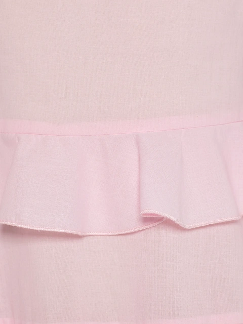 Girl's Light Pink Cotton Sundress With Ruffs, 3 Girl's Light Pink Cotton Sundress With Ruffs, 3