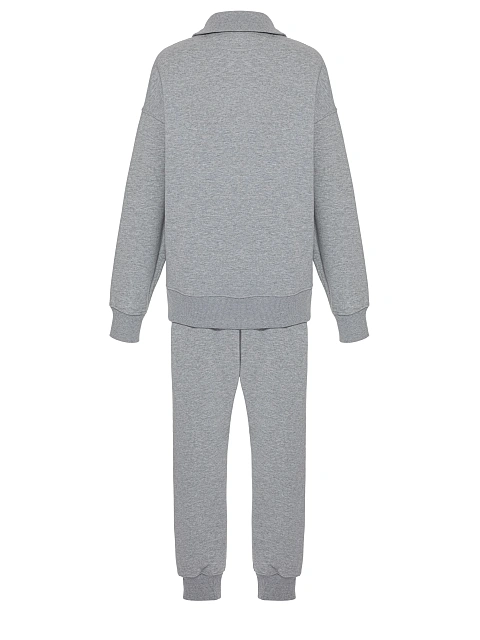 Men's Grey Embroidered Jersey Suit, 2