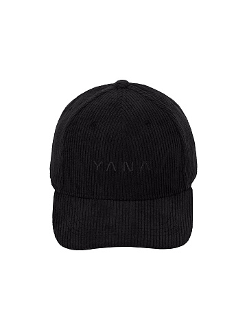 Black corduroy cap with Yana embroidery, 2