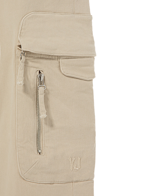 Beige Cotton Cargo Pants, 4