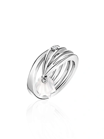 Bead Quarz, Round Diamond & White Gold Ring, 1