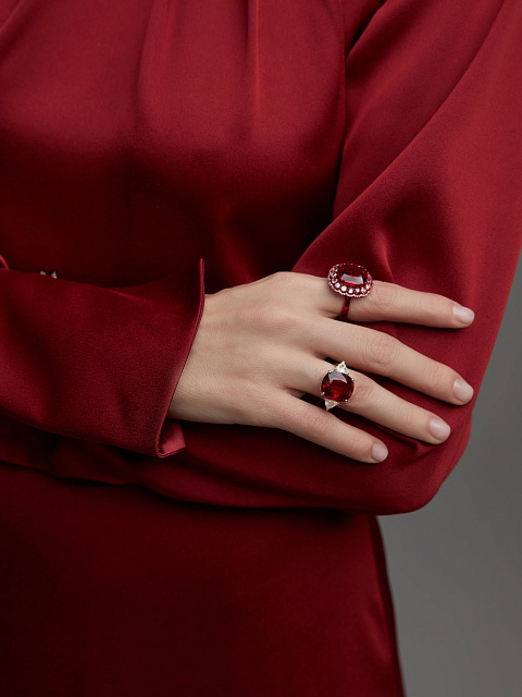 Rubellite, Rose Cut Diamond & Rose Gold Ring, 5