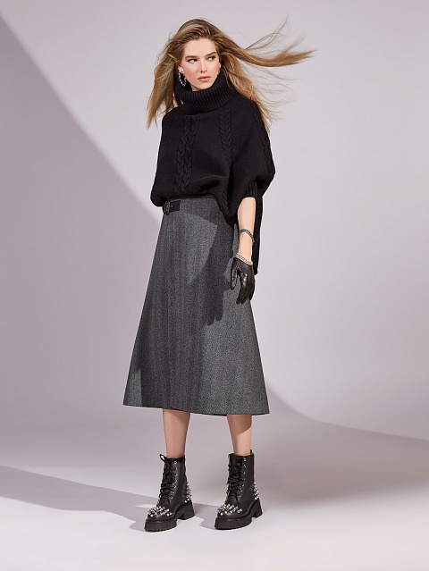 Black Cashmere Cable Knit Sweater, 4