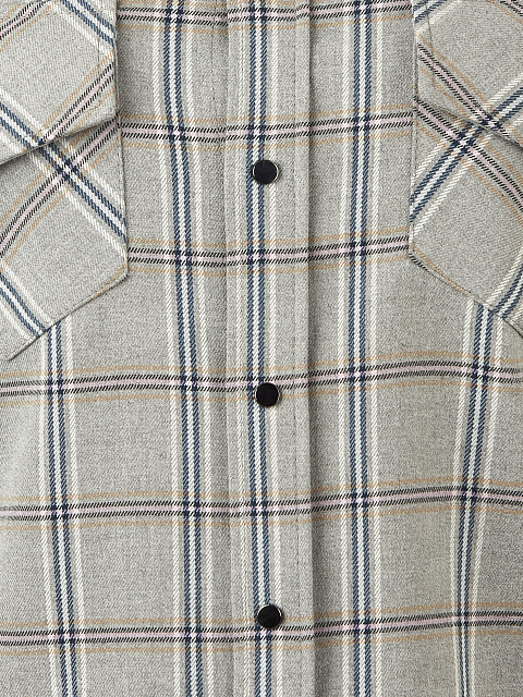 Light Grey Wool & Rayon Checked Shirt, 3 Light Grey Wool & Rayon Checked Shirt, 3