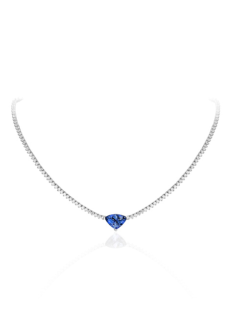 Tanzanite, Round Diamond & White Gold Necklace, 1