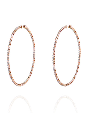 Brown Round Diamond & Rose Gold Hoop Earrings, 1