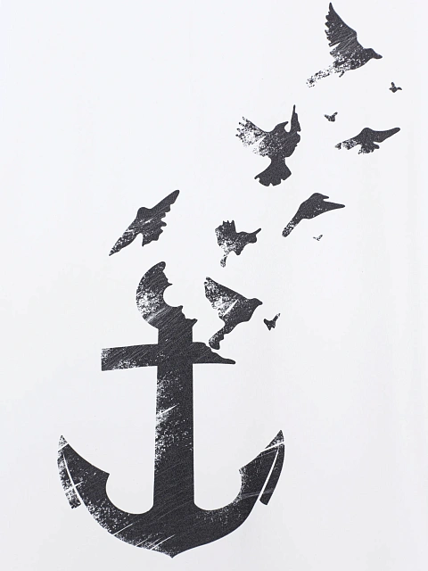 Men's Printed Anchor White Cotton T-shirt, 3 Men's Printed Anchor White Cotton T-shirt, 3