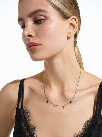 Black Gold & Black Diamond "Love" Necklace , 2