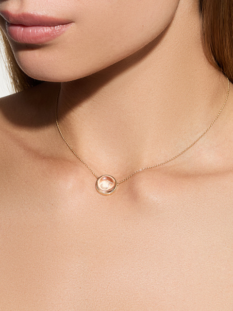 Yellow gold necklace with letter J pendant with rock crystal, 3