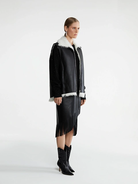 Black & White Shearling Vest, 7