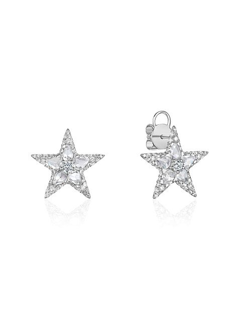 Star-shaped white gold earrings with diamonds, 1