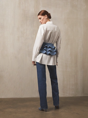 Light blue zip-up denim peplum belt, 2