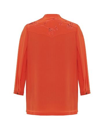Orange Embroidered Silk Shirt, 2