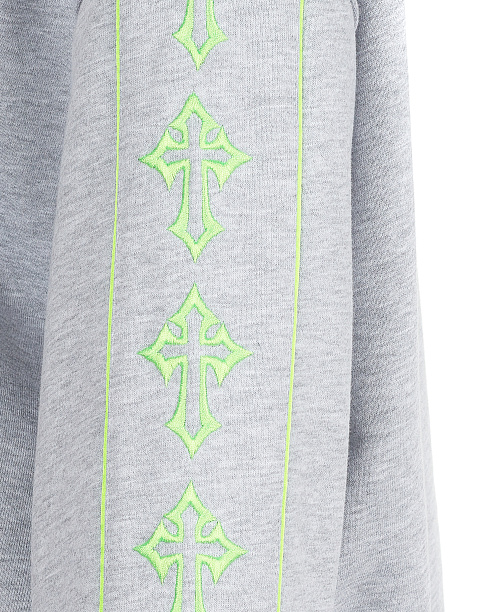 Grey & Neon Green Cross Embroidered Jersey Suit, 4 Grey & Neon Green Cross Embroidered Jersey Suit, 4