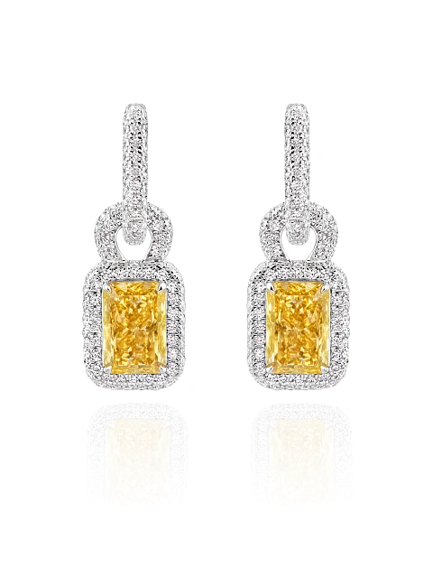White gold earrings with yellow diamond, 1