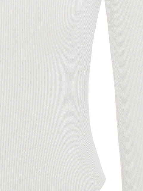 White Ribbed Cotton L/S Round Neck Bodysuit, 3 White Ribbed Cotton L/S Round Neck Bodysuit, 3