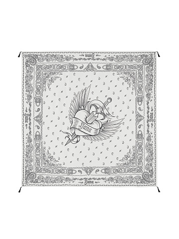 White Silk Printed Scarf, 1