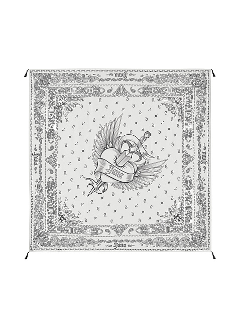 White Silk Printed Scarf, 1