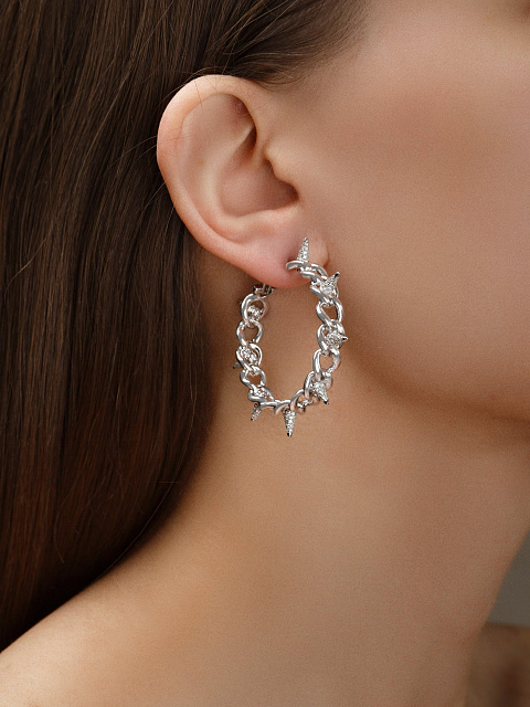 White Gold Diamond Hoop Earrings, 2