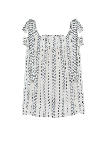 White Top With Blue Print And Tie Straps, 1