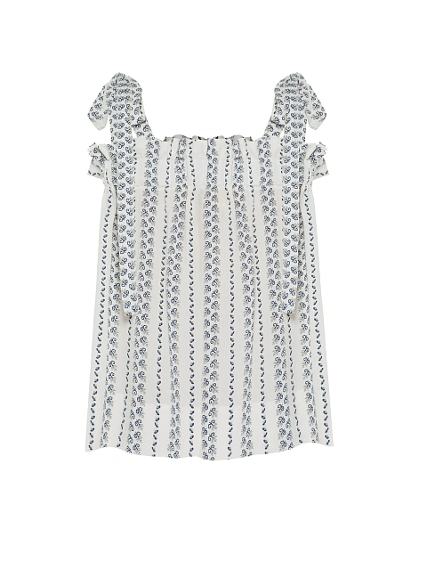 White Top With Blue Print And Tie Straps, 1