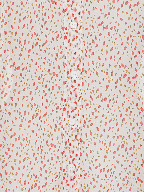 White Floral Print Chiffon Blouse, 3